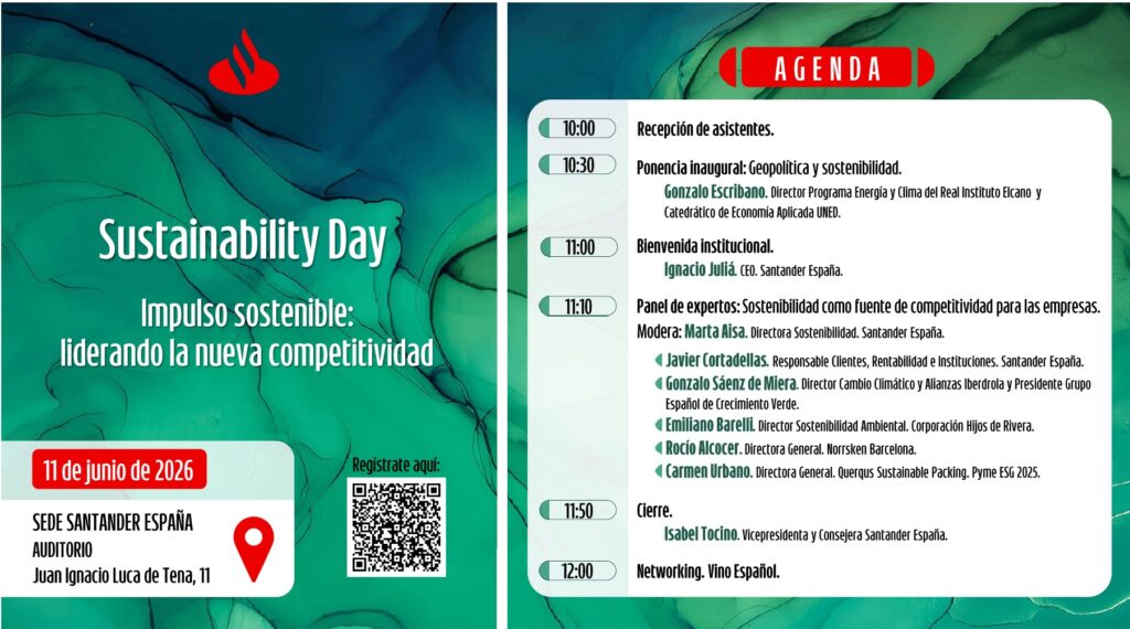 Sustainability Day con Banco Santander, liderando la nueva competitividad agenda dia de la sostenibilidad en Banco Santander España